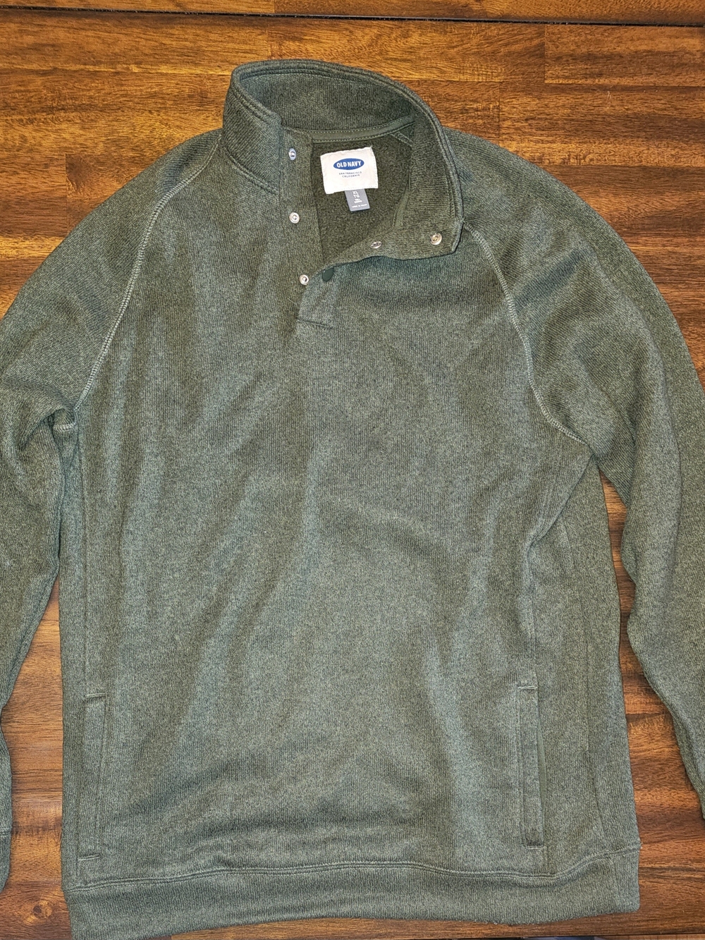 Old Navy Men's XL Tall Olive Green Fleece Snap Neck Pullover